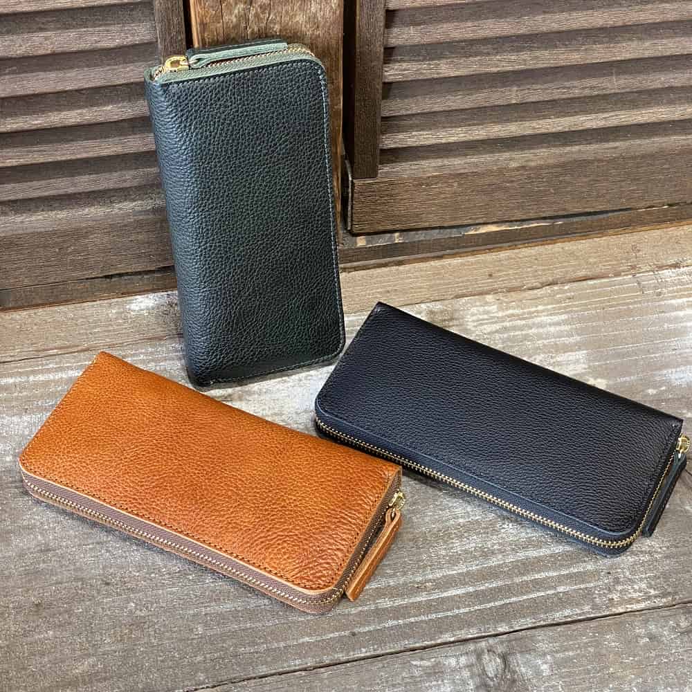 【Muddy Jack Soup（マディージャックスープ）】シボ牛革・切りっぱなしナチュラルレザーラウンドファスナー長財布（76151or76156）※順次《76151》から《76156》に品番と革が変更予定です。メンズ/レディース　【レザーバッグ革財布専門店Vertigo/ヴァーティゴ】