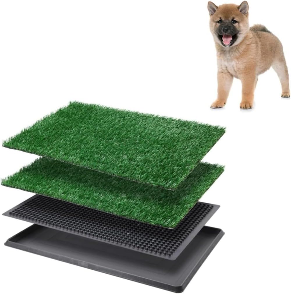 トレーおよび人工的な草が付いている緑のごみ箱屋内犬のごみ箱のペット砂皿の洗濯できる取り替え可能なオシッコのパッド (52*41.5*3.5,2)|Verve Collection