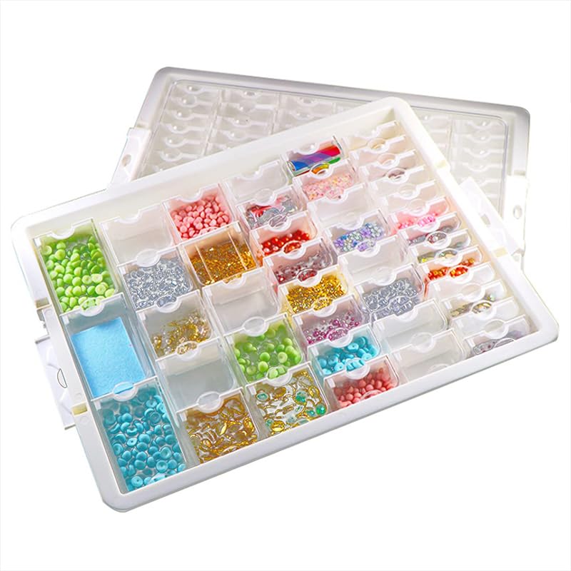 小分けケース 42 グリッド プラスチック収納ボックス 透明独立式小物入れ ダイヤモンドアート / ビーズ / ネイルアーツ / ジュエリー収納用 ホビー整理容器｜Verve Collection