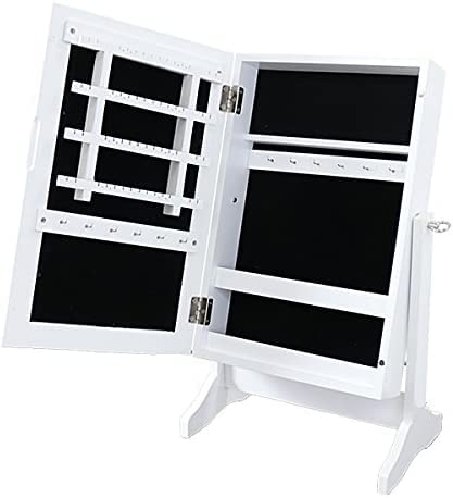 ジュエリー収納型卓上ミラー アクセサリーラック ホワイト 2WAY 仕様 壁掛け対応 化粧鏡 メイクミラー 小物入れ付き｜Verve Collection 28,907円