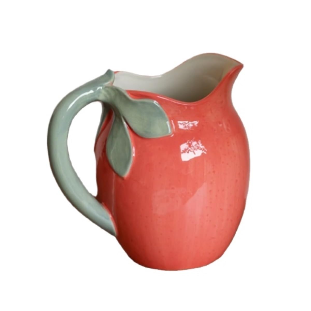 セラミック ピッチャー おしゃれ フルーツモチーフ ピーチ 水差し 花瓶 陶器 ジャグ ソースポット 18.5x20.5cm インテリア 卓上デコレーション 食器 手作り風 かわいい 桃 キッチン雑貨 カフェ風 置物