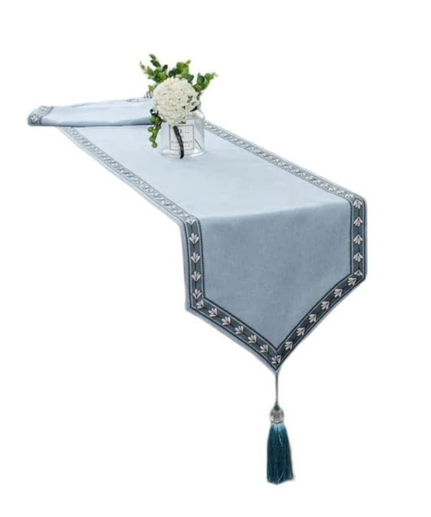 テーブルランナー 北欧 おしゃれ リネン調 タッセル付き センタークロス 33×120cm 厚手 高級感 植物柄 刺繍 幾何学模様 モダン ナチュラル ダイニング キッチン 玄関 デコレーション インテリア 四季通用 汚れ防止 洗える ティ|Verve Collection