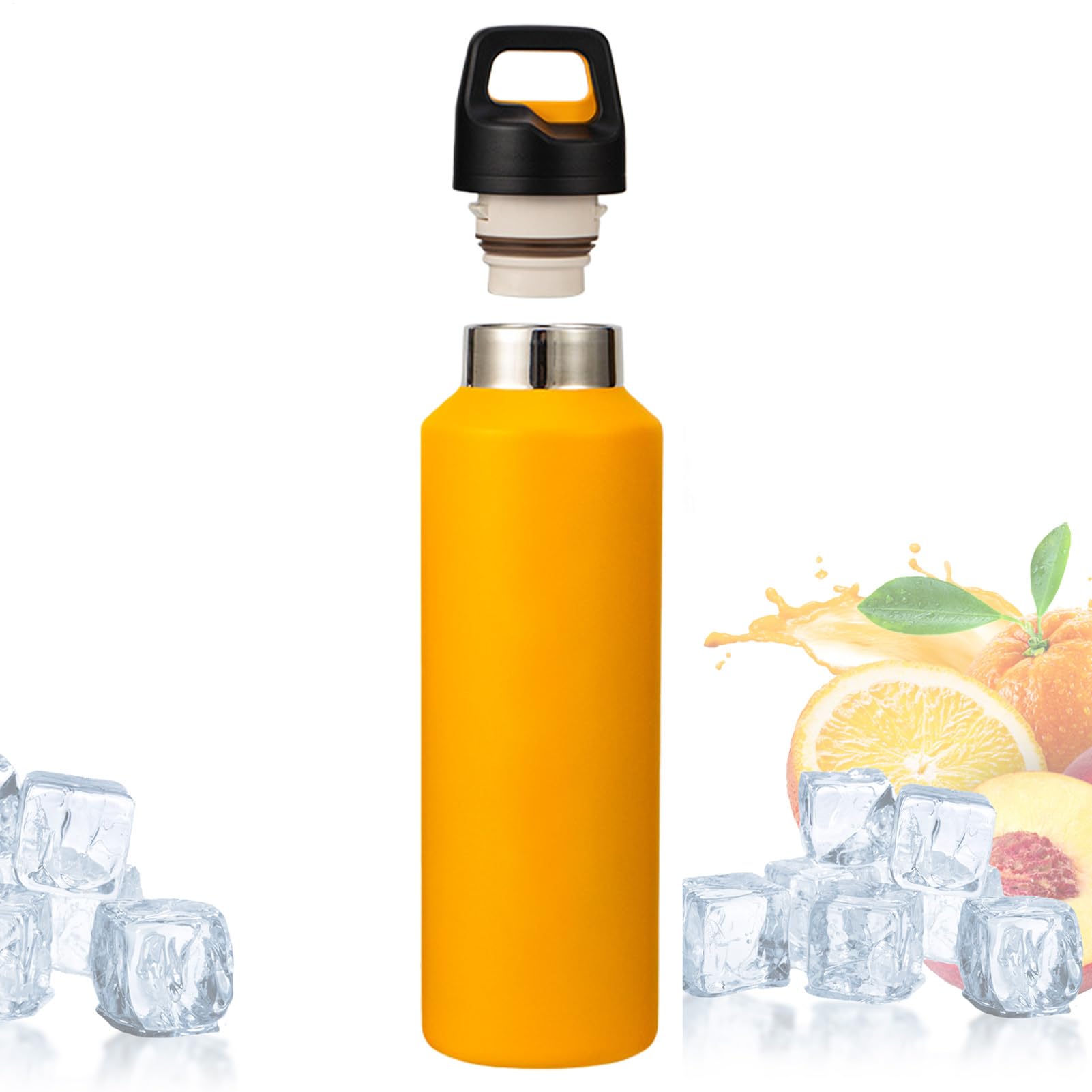 水筒 マグボトル 600ml ステンレスボトル 真空断熱 保温 保冷 直飲み 魔法瓶 洗いやすい 傷に強い ハンドル付き マイボトル タンブラー 広口 スポーツ アウトドア キャンプ レジャー オフィス 持ち運び おしゃれ 水分補給 遠足|Verve Collection