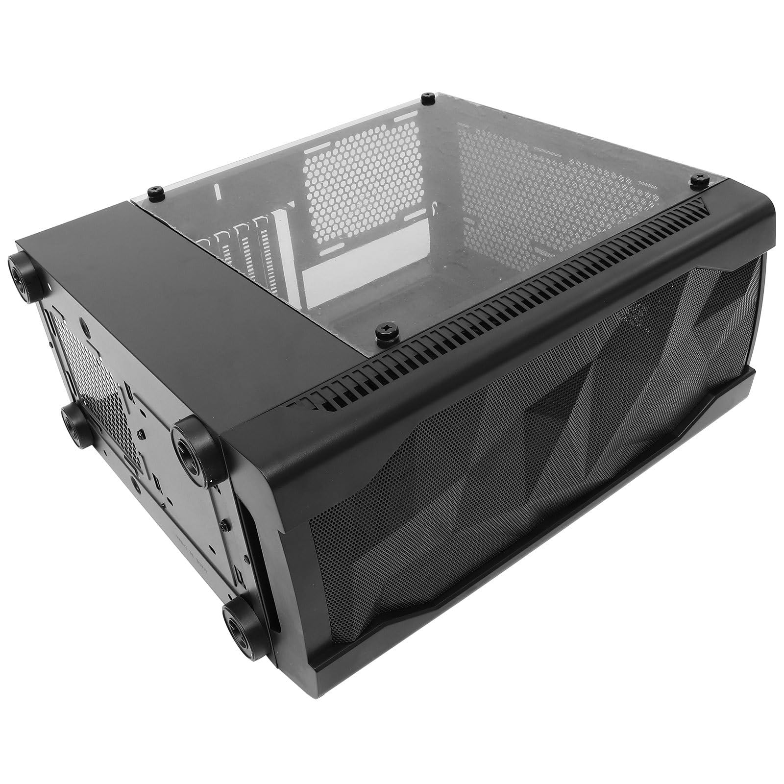 パソコン容れもの 真っただ中高閣 小型 ゲーミングパソコン容れもの 黒いこと 冷やかす動作重視 メッシュ向こう正面ダイアログボックス 側面強化因子硝子 自作パソコン容れもの 19 x 37.8 x 44.7 珊