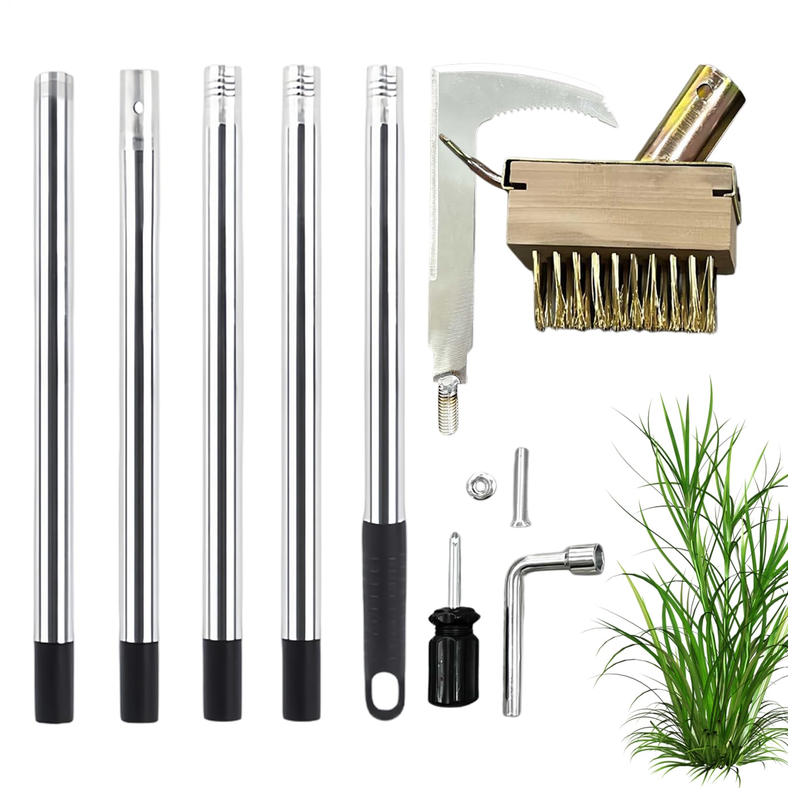 雑草取り 除草物の具 細長い切口用 2way 草取り機 ステンレス鋼製 伸縮式 長さ合わせる能力のある 毛はらい付き添い人 庭 パーキング場 レンガ 目地 舗装路 雑草打つ手 園芸備品 掃き出す物の具
