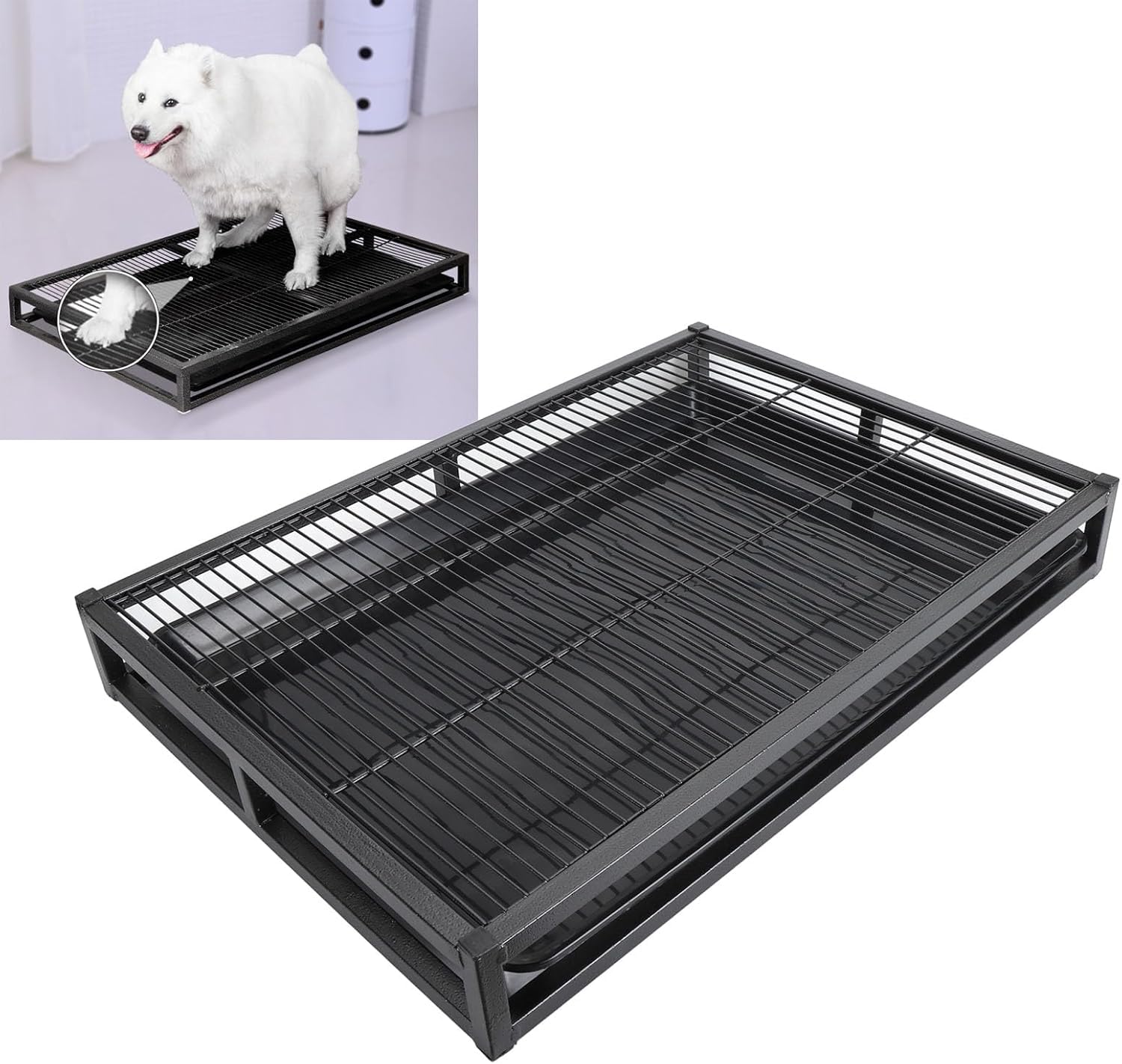 犬用室内用便器御盆 メッシュ すのこ付き添い人 広広とした大きさ 54×37糎 愛玩動物用室内用便器 形づくる御盆 立ち小便パッド保持者 金属元素製 愛玩動物備品 しつけ備品 犬用室内用便器御盆 上滑り打ち切り付き添い人 洗える もの堅い 室内用 室外用
