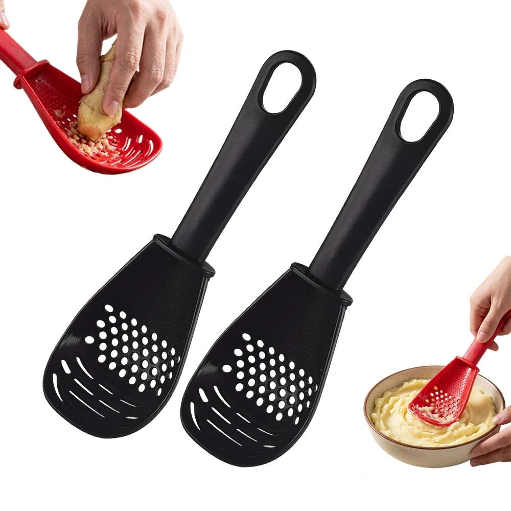 多役立つこと膳立てお匙 6インチ1 御厨子所物の具 膳立て物の具 マッシャー おろし器 水切り サーヴァー 黄身セパレーター 盛り付け 耐熱 ケイ素樹脂製 御厨子所備品 (黒いこと 2個仕掛ける)