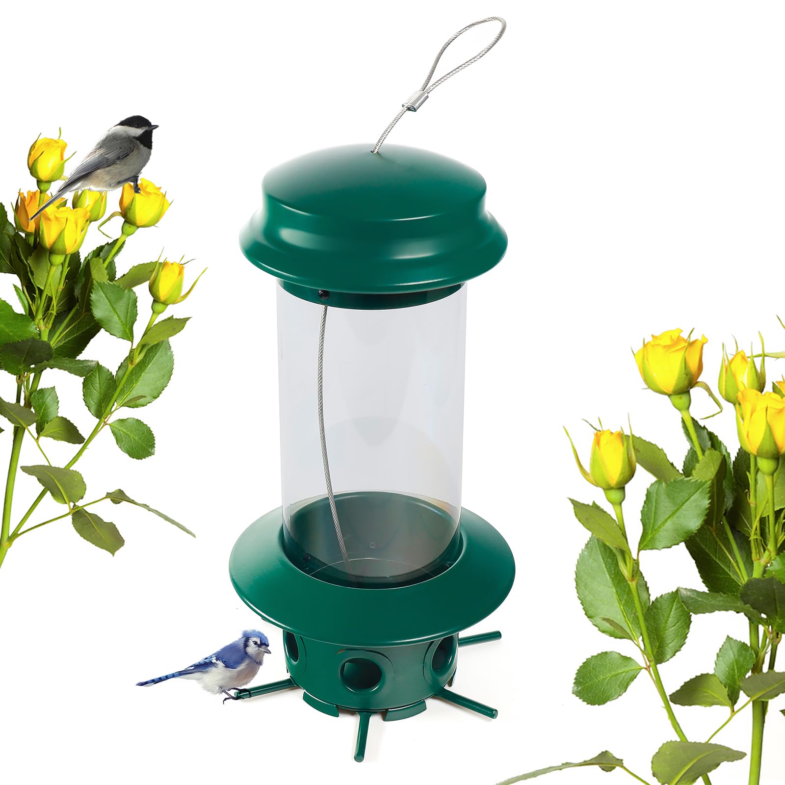 野鳥用フィーダー 餌台 吊り下げ式 食らわせる器 澄み切った熱電子管手合い バードウォッチング 庭 苑地 今めかしい エサ入れ 耐久性 野鳥見ること