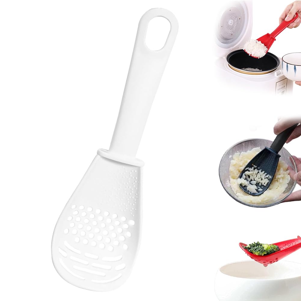 多役立つこと膳立てお匙 6インチ1 御厨子所物の具 膳立て物の具 すくい分かりやすい 穴あきお匙 マッシャー おろし器 水切り 離乳食 膳立て用ヘラ 耐熱 食洗機相応う 白いこと