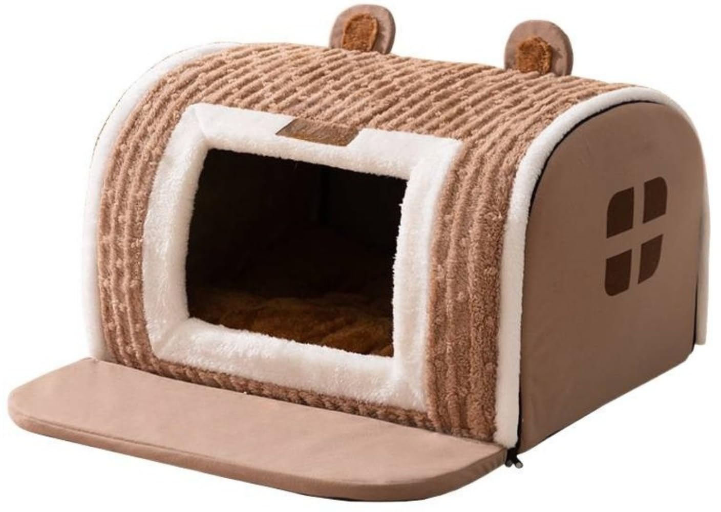 愛玩動物棲み家 猫 犬掘ったて小屋 室内用 冬用 ドッグハウス キャットハウス 愛玩動物臥榻 犬猫兼用 折りたたみ 座布団付き添い人 ボア もこもこ 小型犬 生あたたかい 愛玩動物備品 学生寄宿舎型 赤銅色 403535