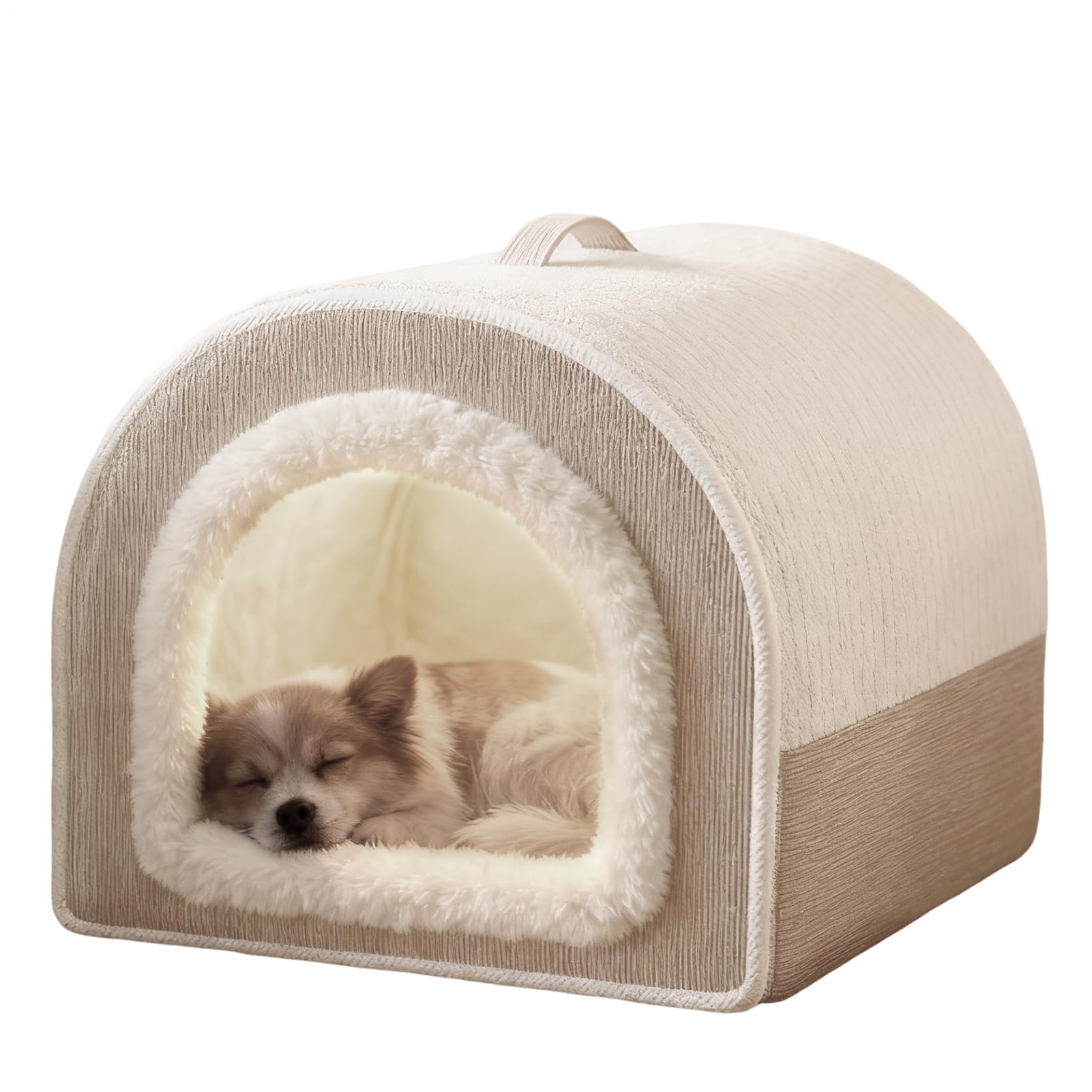 猫 ベッド 冬用 ハウス 犬 猫小屋 室内 ドーム型 ペットベッド 小型犬 もこもこ あったか 洗える クッション キャットハウス ペットハウス 暖かい 折りたたみ 滑り止め 防寒 寒さ対策 40cm 50cm 35cm 持ち手付き インテ|Verve Collection