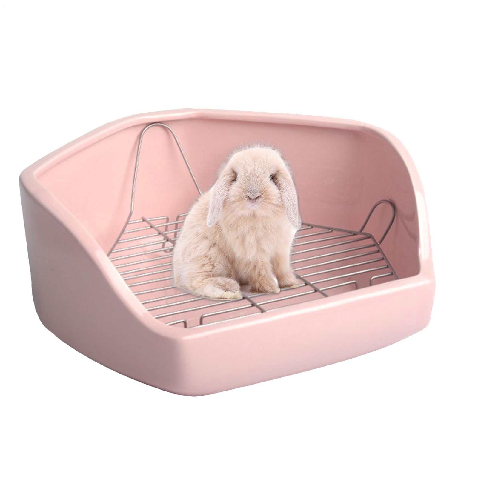 ケージ用ペットトイレ 小動物用 コーナートイレ 五角形 陶器製 ウサギ チンチラ モルモット ハムスター スノコ付き 取り外し可能 飛び散り防止 ひっくり返り防止 お手入れ簡単 室内 ペット用品｜Verve Collection