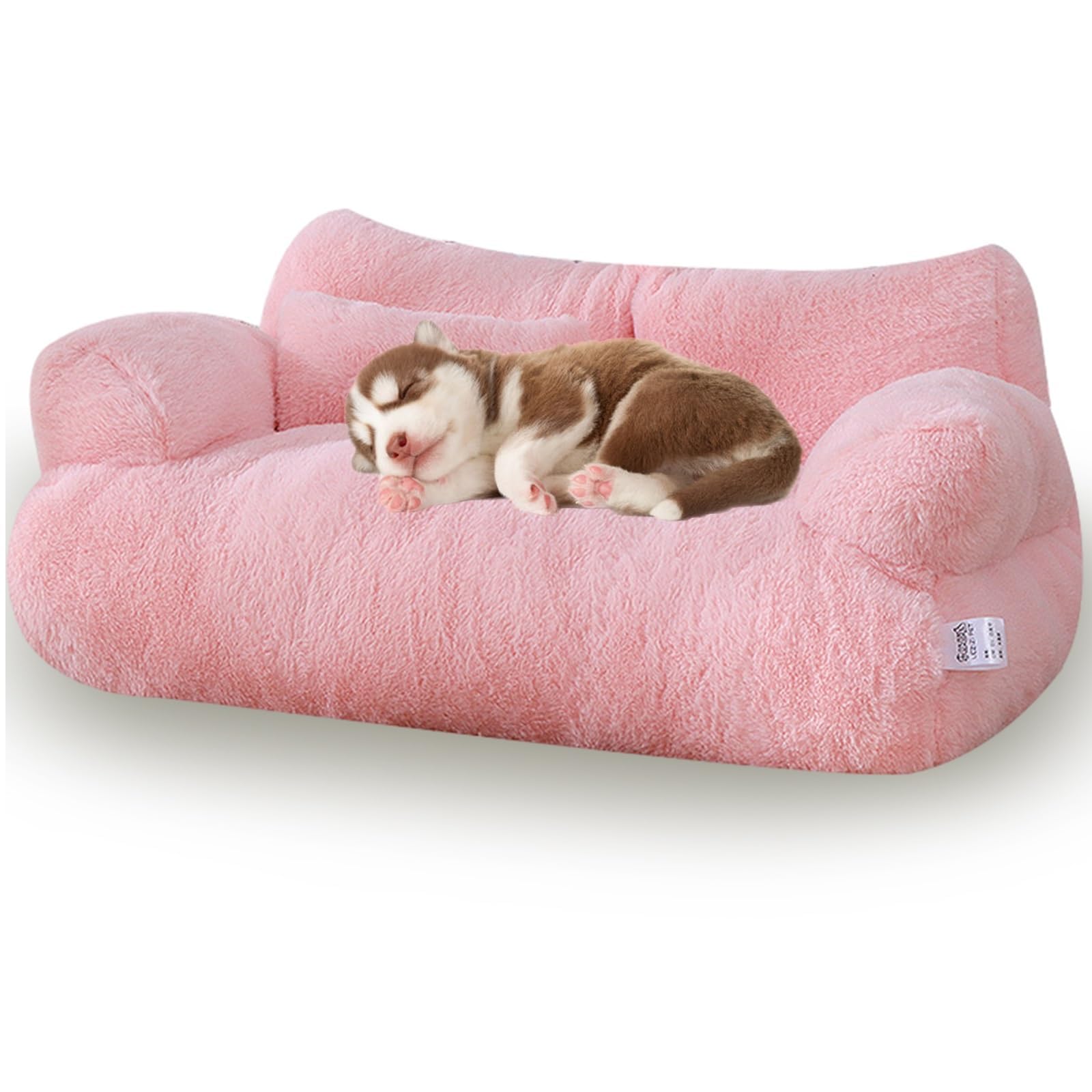 ペットベッドマット、ペットカウチベッド、洗える猫ベッド、中型小型犬&;猫用25ポンドまで、滑り止め底付き犬用ベッド、ふわふわキャットカウチ、ピンク|Verve Collection