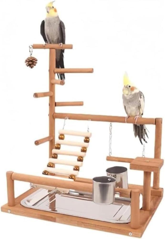 鳥用遊び場 ペッパーウッド止まり木 クライミングラダー スイング クライミングネット 吊り橋 ラブバード セキセイインコ 鳥おもちゃ トレーニングステーション 室内ラック 鳥用フレーム ()｜Verve Collection