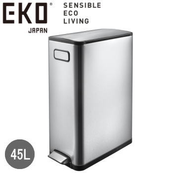 【ポイント最大47.5倍7/19日20時から】【レビュー記入で高級ビアカッププレゼント】EKO ゴミ箱 ダストボックス ごみ箱 フタ付き ふた付き 蓋付き ペダル式 両開き ステンレス 縦型 エコフライ ステップビン 45L EK9377MT-45L シルバー｜べりはやっ！店