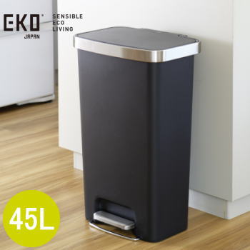 【ポイント最大47.5倍7/19日20時から】EKO ゴミ箱 ダストボックス ごみ箱 ペダル式 ステップ式 45L フタ付き ふた付き 蓋付き ハナステップビン 45L EK6266-45L-BL ブラック｜べりはやっ！店