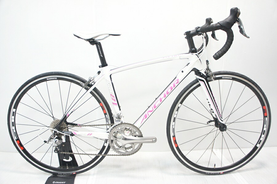 ▼▼【中古】アンカー ANCHOR RL8W EQUIPE 105 5700系 2013年 カーボン ロードバイク 450サイズ 2&times;10速 女性向け レーシングホワイト｜ベリーグッドストア