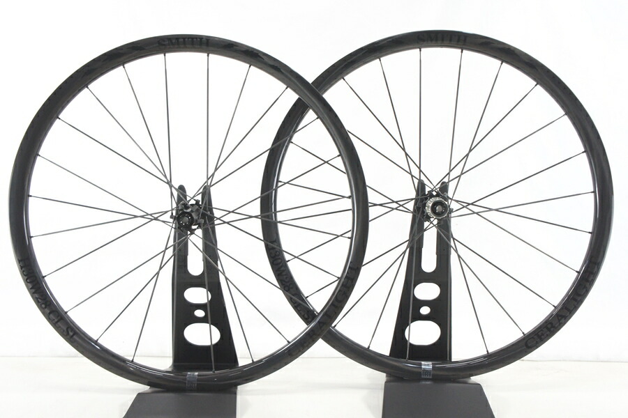 ◆◆【中古】未使用 スミス SMITH セラライト CERALIGHT 銀ラベル 30/28C カーボン チューブレスレディ ホイール 700C シマノ 11速 12x100/142mm