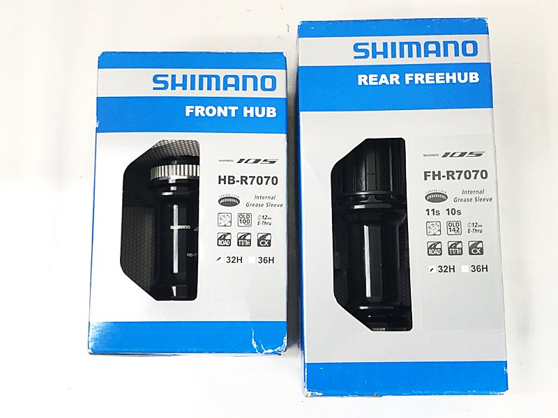 【中古】未使用品 シマノ SHIMANO 105 ハブ 12mmスルー 前後セット HB-R7070 12mm/100mm/32H FH-R7070 12mm/142mm/32H