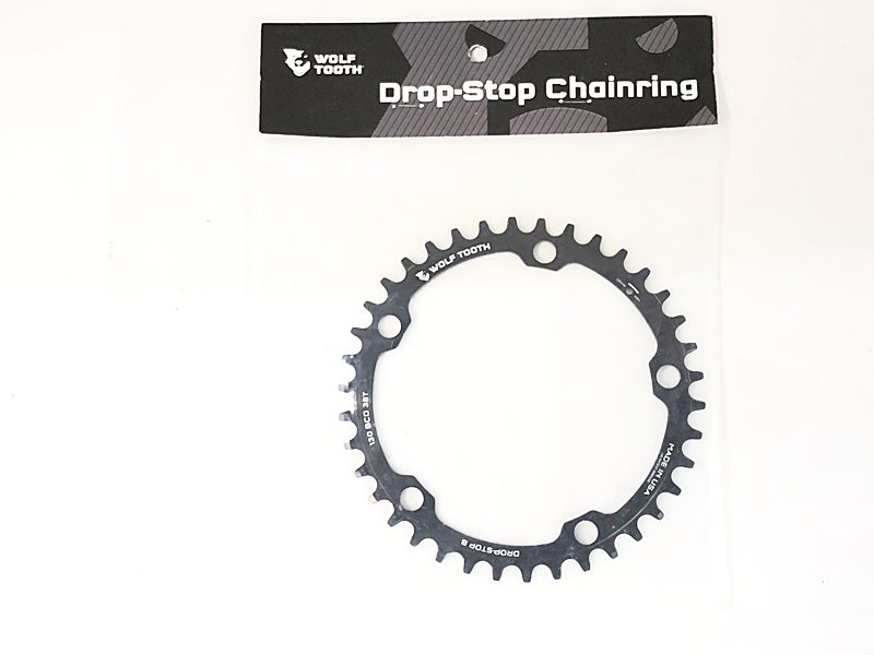 【中古】未使用品 ウルフトゥース WOLFTOOTH ドロップストップチェーンリング DROPSTOP CHAINRING 38T BCD130 BLACK チェーンリング