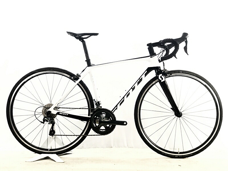 【中古】美品 スコット SCOTT アディクト30 ADDICT 30 Tiagra 2019年 カーボンロードバイク XS大いさ 白いこと/黒いこと ロードバイク-スポーツ・アウトドア