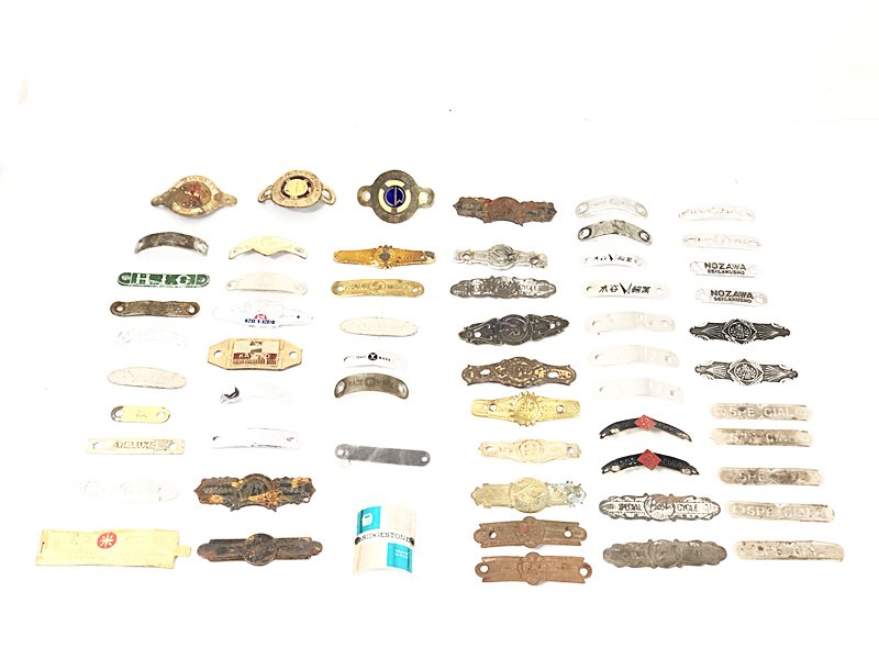 【中古】訳アリ 昭和レトロ SHOWA RETRO 実用車用エンブレム 59個セット BICYCLE EMBLEM SET【値下げ】