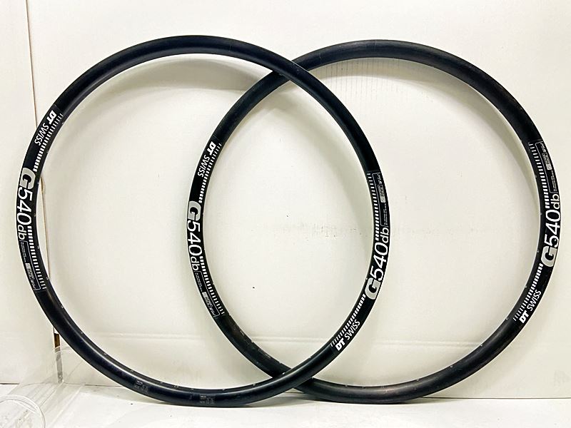 【中古】DTスイス連邦 DT SWISS G540 DB リム2本書き割り DISC チューブレスレディ 軽銀【引き下げ】