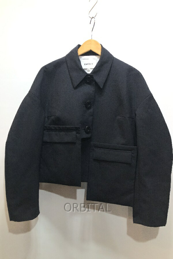 enfold cape like jacket、ブラック ENFOLD CAPE LIKE JACKET 36 ブラック