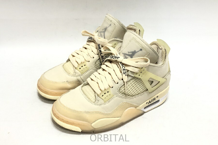 【中古】経堂) ナイキ 象牙色 NIKE Off-White WMNS エアジョーダン 4 レトロ SP AIR JORDAN 4 スニーカー CV9388-100 24糎