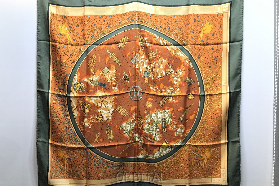 楽天市場】美品 HERMES エルメス カレ90 www.hermes.com 世界地図