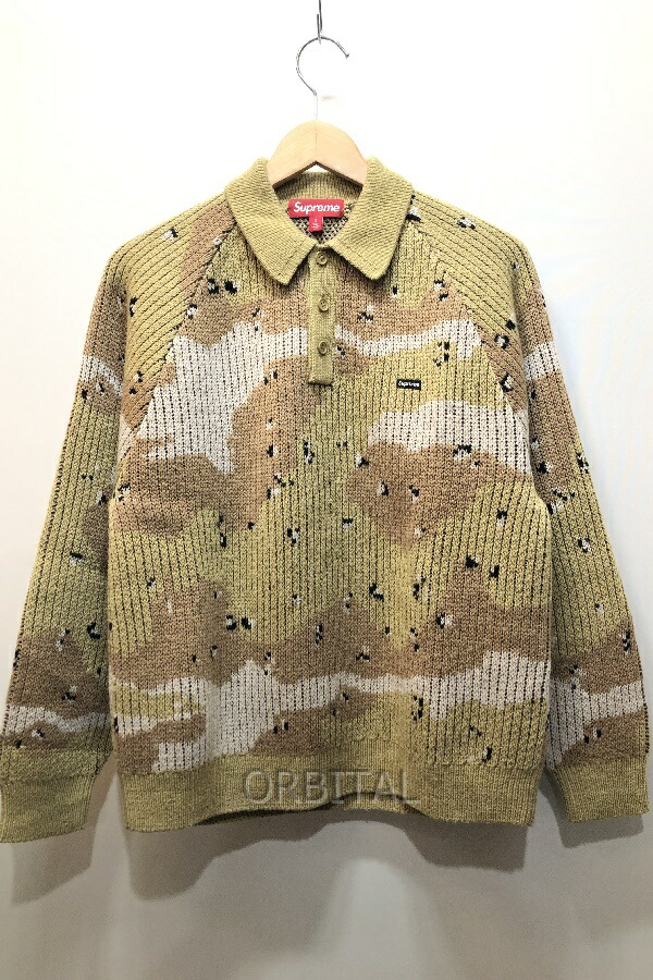 【中古】経堂) シュプリーム Supreme 24FW スモールボックス席 ポロ スウェーター 編み物 トップス 乾荒原間鴨 大きさS ベージュ メンズ