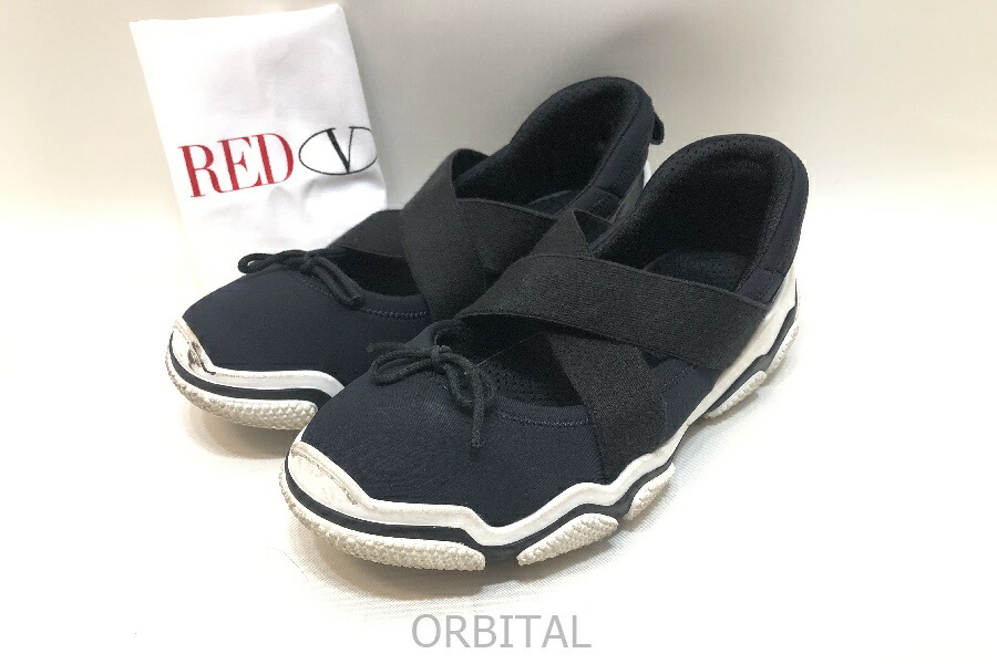 【中古】経堂) レッドヴァレンティノ Red Valentino バレエスニーカー Q2S0C00 サイズ37 ブラック レディース ダメージ有特価