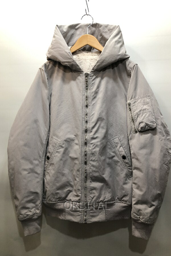 【中古】経堂) リックオウエンス Rick Owens フライトフードダウンジャケット RU15F7795-MU 15AW 大きさ50 当て嵌める感有