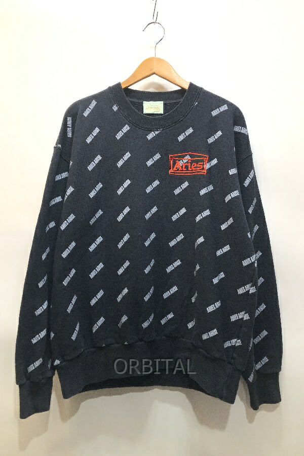 【中古】経堂) アリーズ ARIES 総ロゴタイプ エンブロイダード テンプル 汗水 トップス FPAR20000 黒いこと 大きさL レディース
