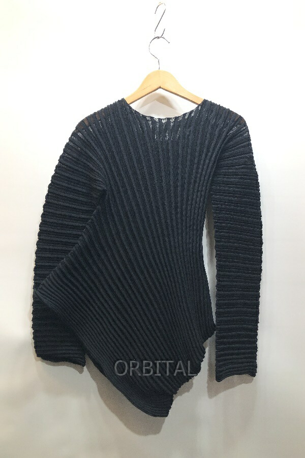 【中古】経堂) イッセイミヤケ ISSEY MIYAKE Stream アシメ ニット トップス サイズ2 2025年 IM51KN823 ブラック