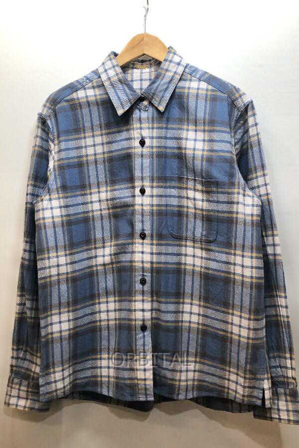 【中古】経堂) ドゥーズィエムクラス Deuxieme Classe チェックネルシャツ 定価36,300円 サックスブルー サイズフリー
