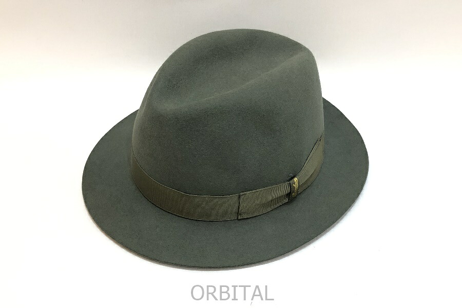【中古】経堂) ボルサリーノ Borsalino 中折れハット ホンブルグ帽 ラビットファー イタリア製 UK7 1/4 グリーン|ベリーグッドストア
