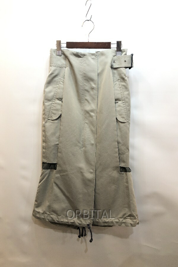 【中古】経堂) サカイ sacai 22AW コットンギャバジン ミックススカート 22-06189 カーキ スカート サイズ1 レディース ロングスカート
