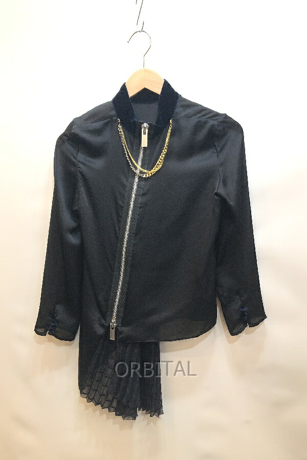 【中古】経堂) サカイ sacai チェーン付ブラウス 20-05504 ブラック サイズ1 レディース 長袖ブラウス ブラウス シャツ プリーツ｜ベリーグッドストア 16,016円