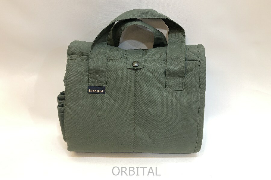 【中古】経堂) ラベンハム LAVENHAM キルティング ラグマット カーキ チェック柄 140cm×124cm位 持ち運び マット ラグ シート