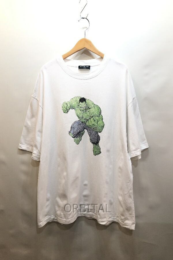【中古】経堂) バレンシアガ BALENCIAGA マーベル ハルク 612966 TLV59 21SS プリント Tシャツ カットソー 白 メンズ サイズXXL
