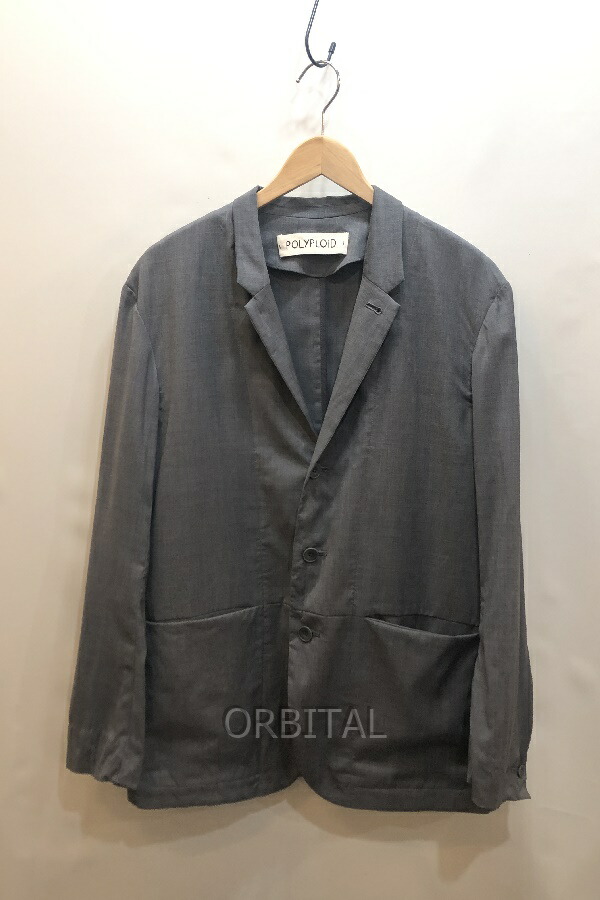 【中古】経堂) POLYPLOID ポリプロイド 通貨価値70,400円 STAND COLLAR SUIT JACKET C 照明ランプ色つや 背広上衣 C 03-C-04