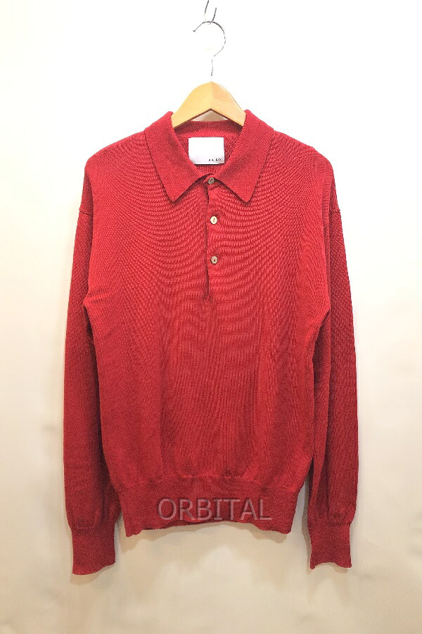 【中古】経堂) カイコー KAIKO 26SS Supima Polo 編み物ポロ 長袖 赤いこと 通貨価値22,000円 大きさ2 KAIKO-26-11 綿織物編み物 スポーツシャツ