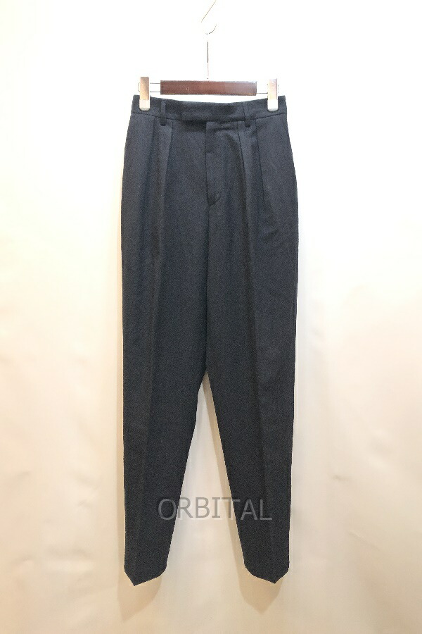 【中古】経堂) セリーヌ CELINE エディスリマン 薄墨色 羊毛 2タックロールアップパンツ スラックス 21ZZ9016F 大いさ36 ボトムス