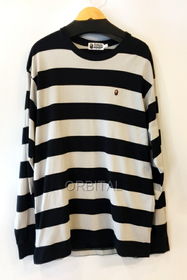 【中古】代官山)A BATHING APE 001LTJ801001M アベイシングエイプ 長袖ティーシャツ  間借り人  黒いこと 大きさXL