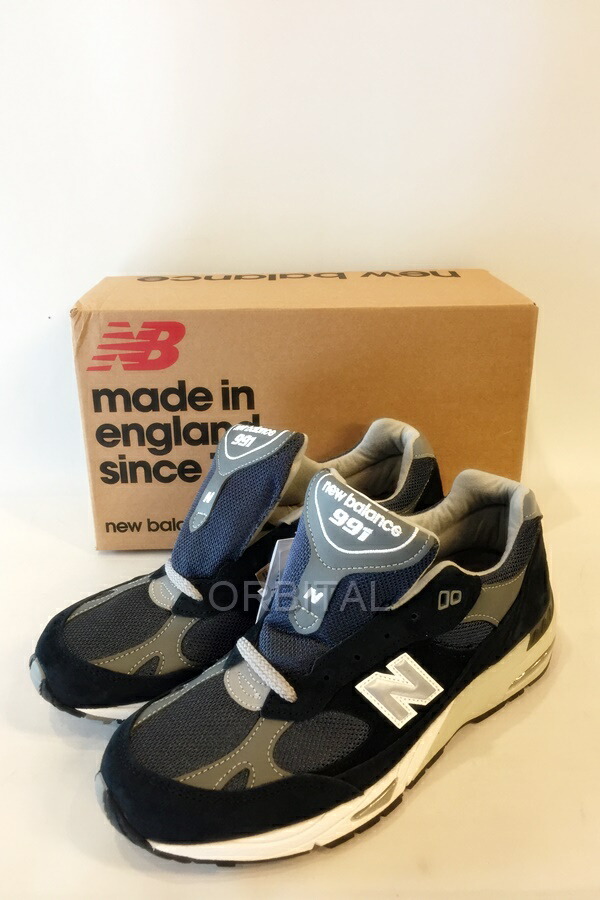 【中古】代官山)New Balance M991NV ニュー平衡にする スエードクロス ローカットスニーカーシューズ 連合王国製 米国海軍 箱付き添い人 大きさ27糎