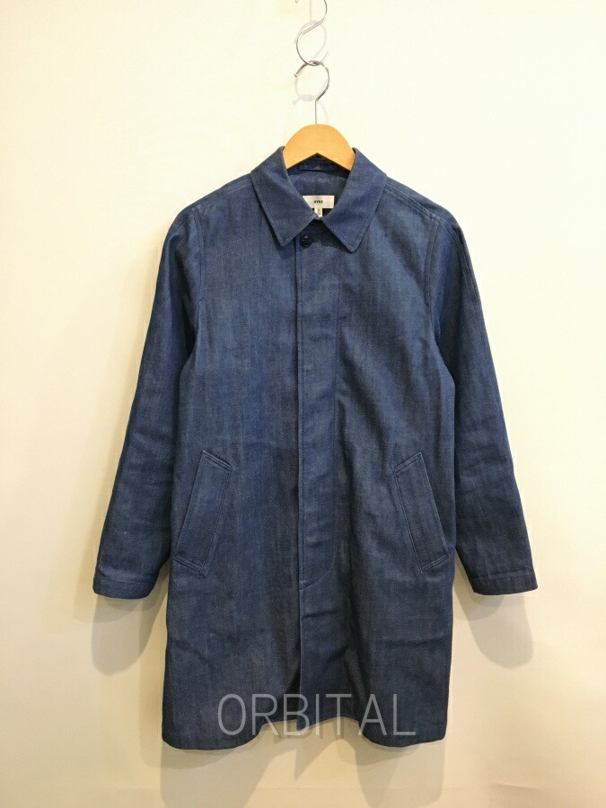 【中古】双生子玉) HYKE 山歩き デニムステンカラーコート レディース 大いさ2 米国海軍 141-17020 ※襟汚れた状態