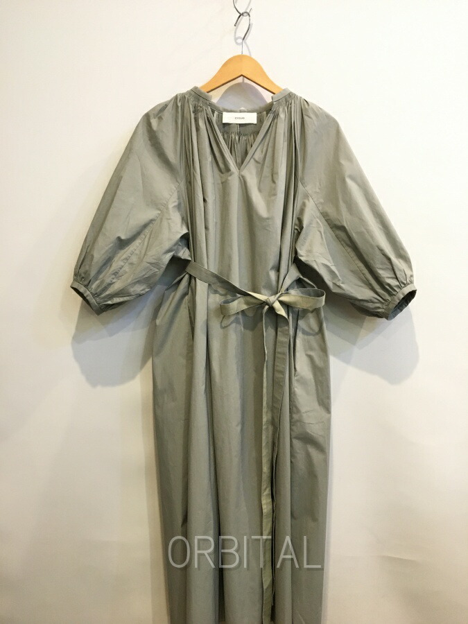 【中古】二子玉) CYCLAS シクラス ストレッチコットン バックギャザー ワンピース ドレス カーキ レディース 34 ※袖にシミ｜ベリーグッドストア
