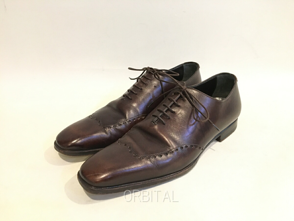 【中古】双生児玉) Yves Saint Laurent 前日 サンローラン YSL スクエアトゥ 商行為シューズ 革靴 なめし革シューズ 赤銅色 41 26～26.5珊