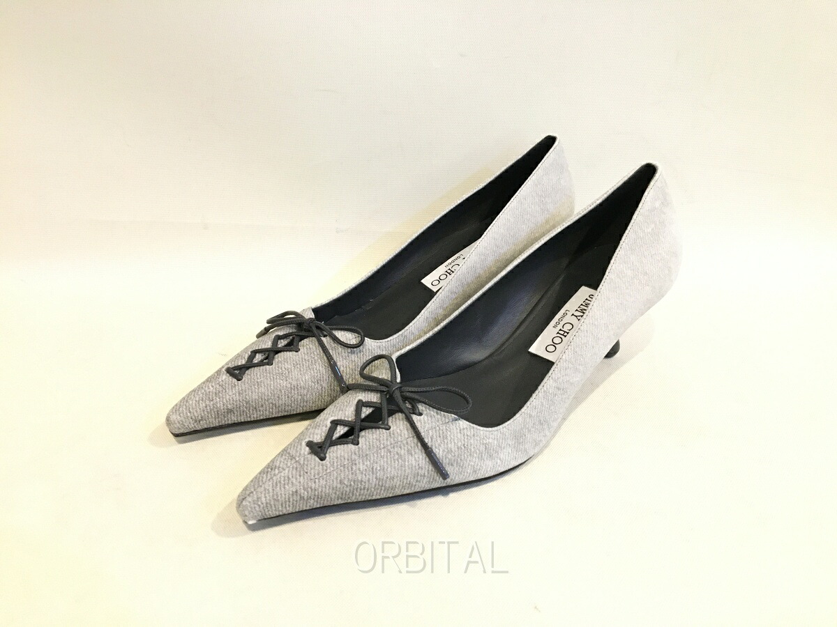 【中古】双生児玉)ジミー チュウ Jimmy Choo 未当て嵌める スカーレット 50 ナッパレザーレースアップパンプス 置き目踵 薄墨色 39 ※訳あり